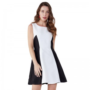 2019 черный белый лоскутное милая повседневные платья женская мода платье одежда JSDJ2258