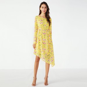 2019 Желтые ретро летние девушки модные женские повседневные платья